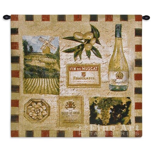 Американский Гобелен Картина Винтажный коллаж Винный Край II Квадратный 68 x 68 см