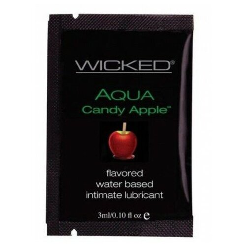 Купить Лубрикант с ароматом сахарного яблока Wicked Aqua Candy Apple - 3 мл., Интимные смазки