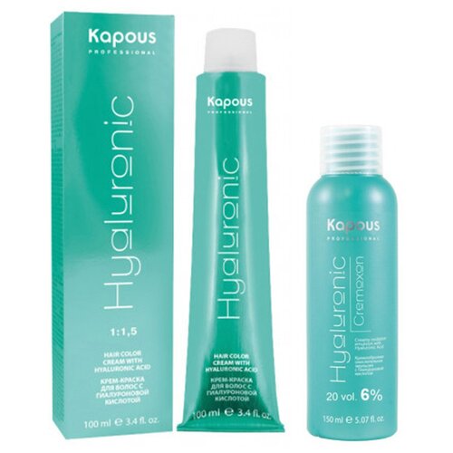 Kapous Hyaluronic Acid Крем-краска для волос + Hyaluronic Cremoxon 6% Кремообразная окислительная эмульсия, 4.81 коричневый какао пепельный