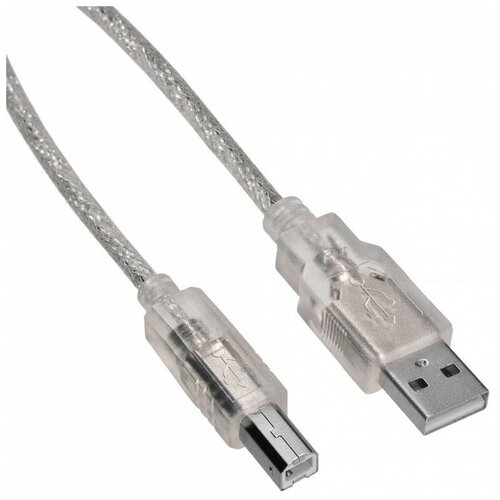 Кабель Buro USB2.0-AM/BM-Trans USB A(m) USB B(m) 1.8 м, прозрачный