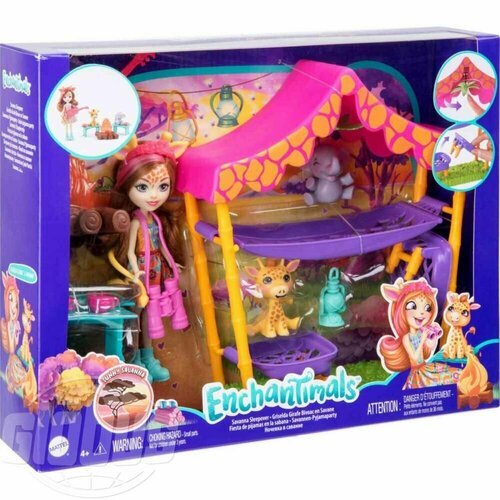 Игровой набор для девочек Enchantimals Ночёвка в Саванне 3+, 12 предметов