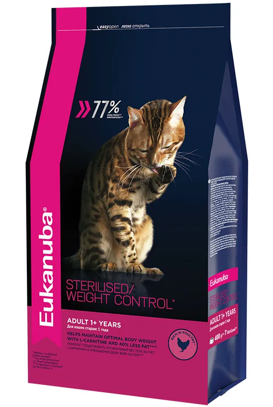 Корм для стерилизованных кошек Eukanuba Sterilised/Weight Control с курицей 1,5 кг