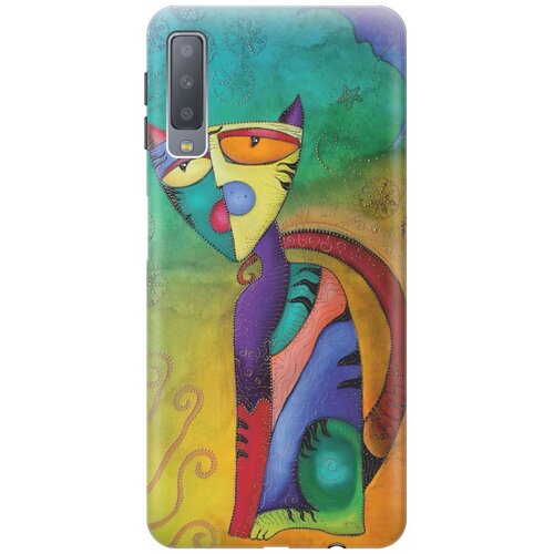 фото Re:paчехол - накладка artcolor для samsung galaxy a7 (2018) с принтом "разноцветный котик"