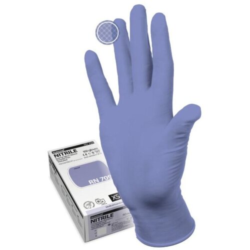 Мед. смотров. перчатки нитрил, нестер, фиолет, MANUAL RN709 (XS) 50пар/уп, ПС