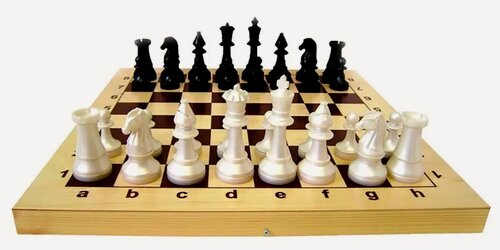 Изображение товара Шахматы гроссмейстерские пластиковые, с деревянной доской 420х210 мм, клетка 45 мм, 02-116
