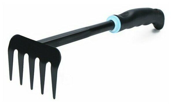 Грабли, длина 31 см, комбинированная пластиковая ручка, чёрно-голубые (1 шт.) - фотография № 1