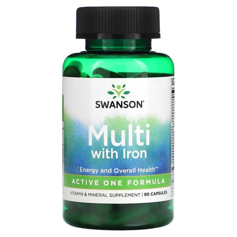 Swanson Multi whith Iron (Мультивитамины с железом) 90 капсул, срок годности 09/2024