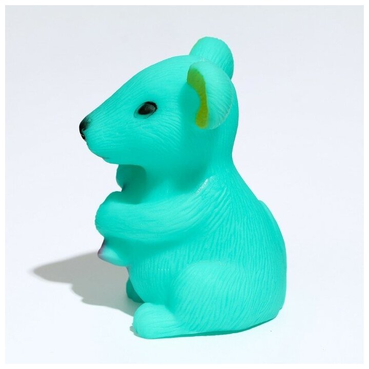 Игрушка для собак Пижон "Мышь", пищащая, 9 см, бирюзовая - фотография № 3