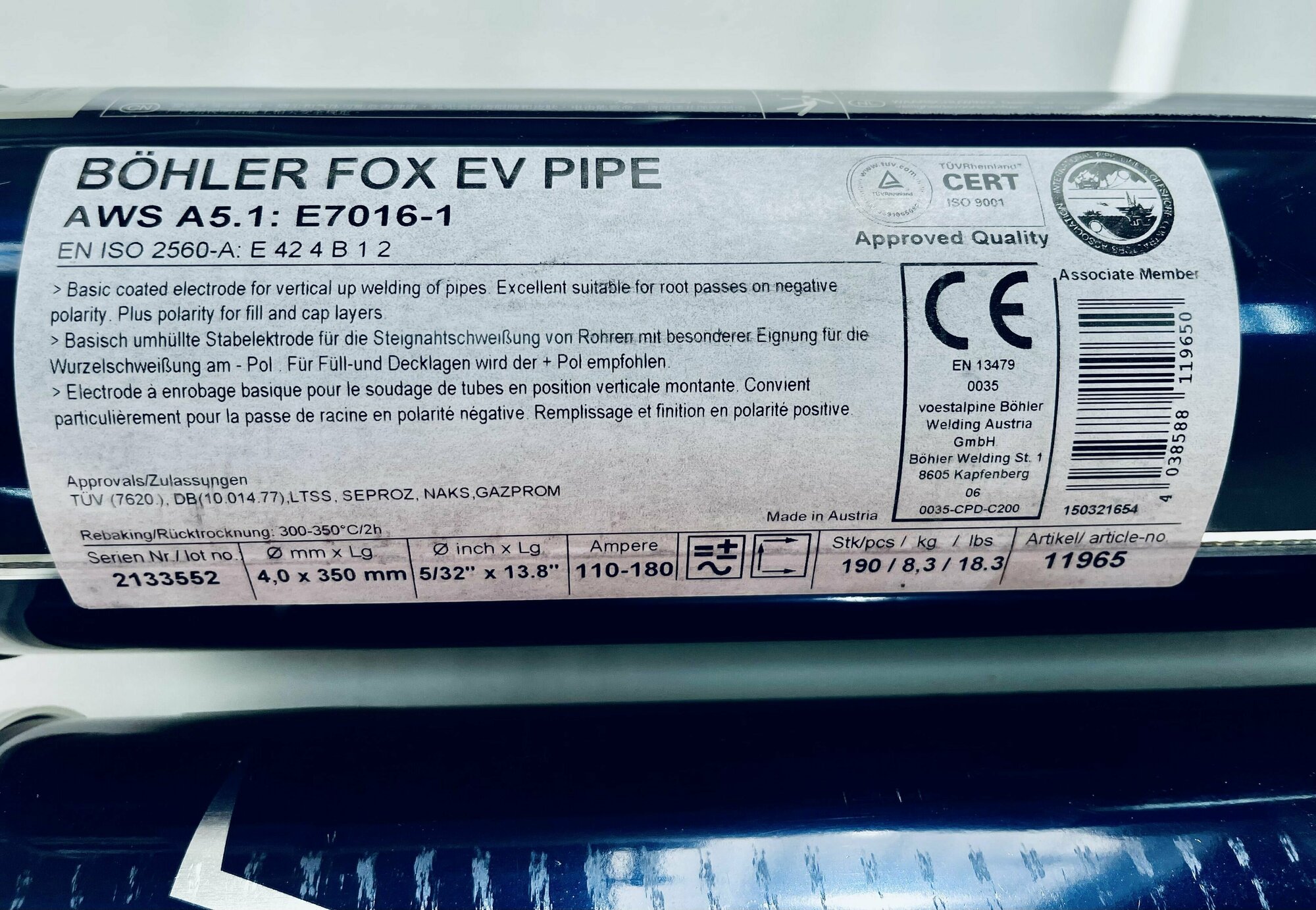Электроды BOHLER FOX EV Pipe, диам. 4,0x350 мм - фотография № 4