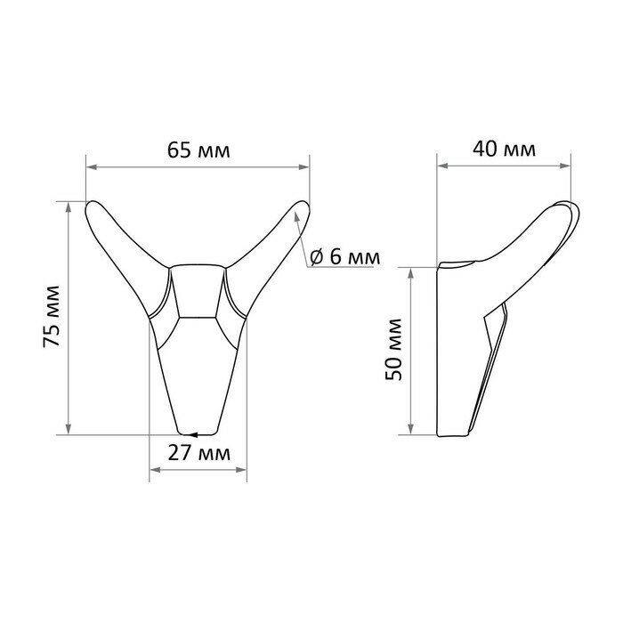 Крючок мебельный CAPPIO HORN, двухрожковый, цвет черный - фотография № 9