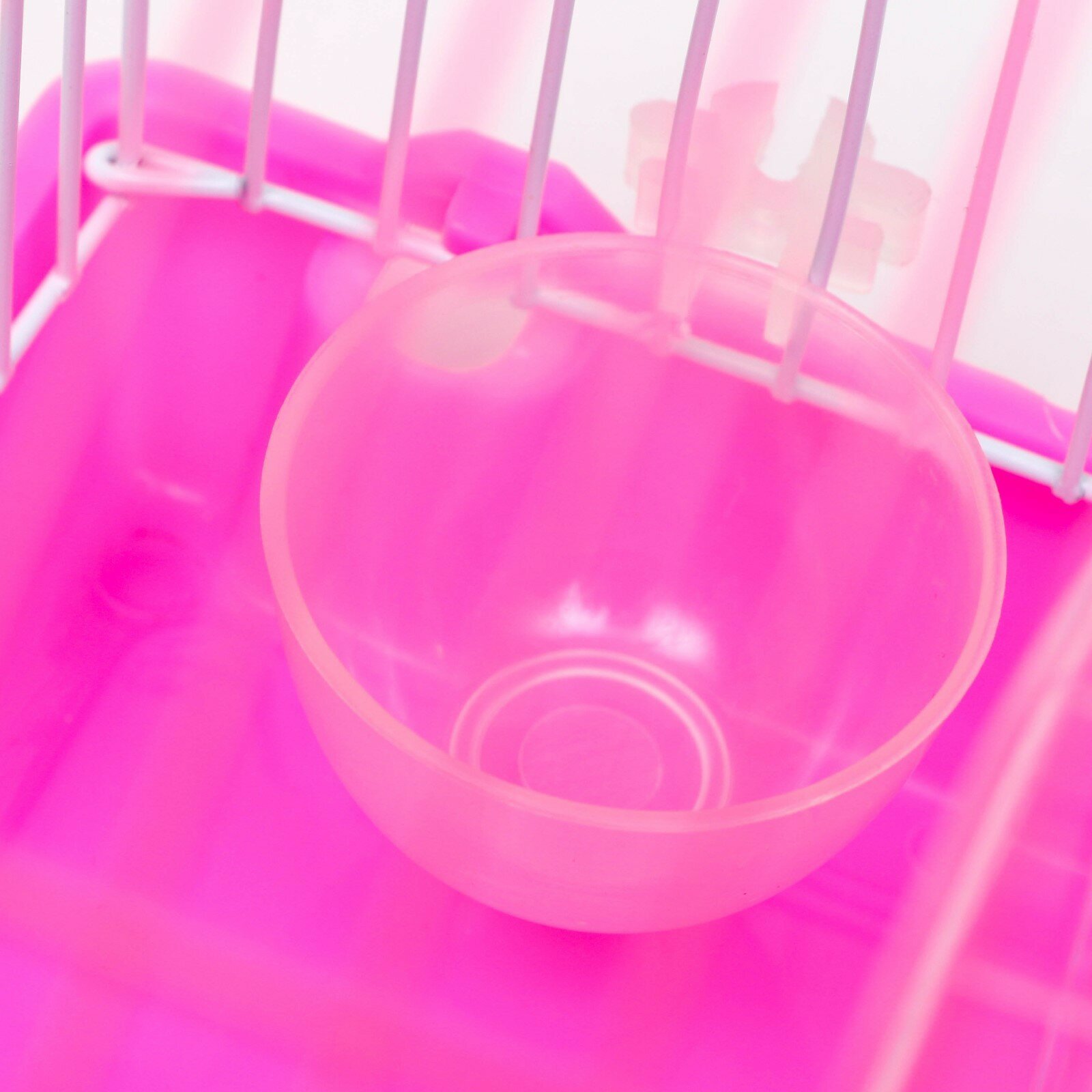 Клетка для грызунов с колесом и поилками, 22 х 16 х 20 см, розовая - фотография № 4