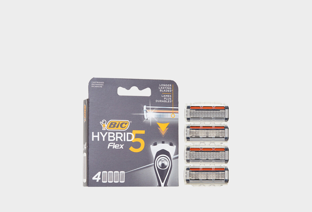 Сменные кассеты для мужской бритвы, 4 шт. BIC Hybrid 5 Flex / количество 4 шт