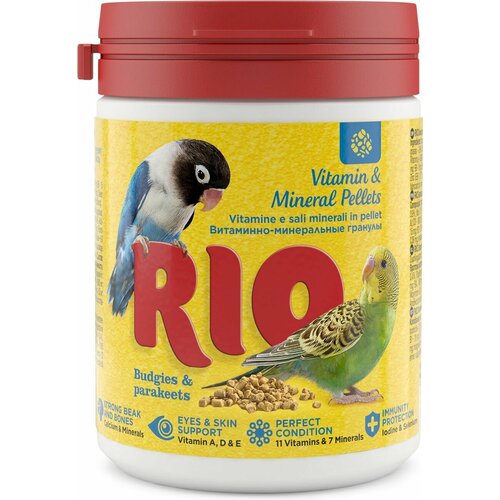 Корм для птиц RIO, витаминно-минеральные гранулы для волнистых и средних попугаев, 120 г