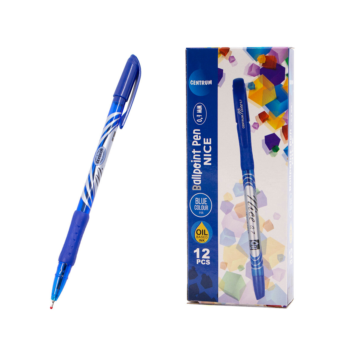 80090 Ручка шариковая синяя 'NICE' 0,7 мм, 12 шт