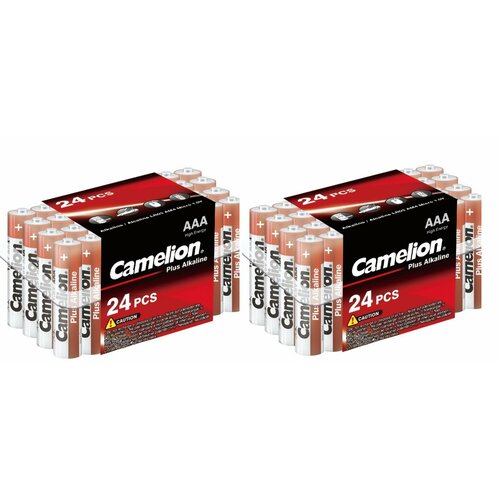 Батарейка Camelion, Plus Alkaline, AAA, 24 шт, 2 уп батарейки camelion lr03 plus alkaline pb 24 lr03 pb24 1 5в 24 шт в уп 1 уп