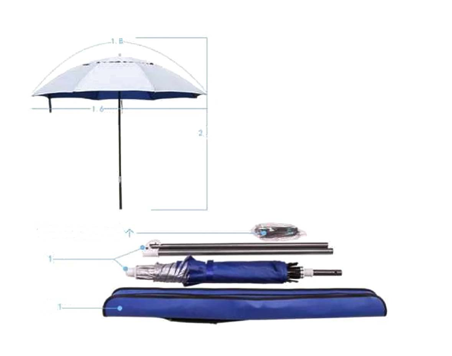 Зонт карповый пляжный / Зонт для рыбалки / Зонт для кемпинга / Зонт с УФ-защитным покрытием и наклоном / D=180 см - фотография № 12