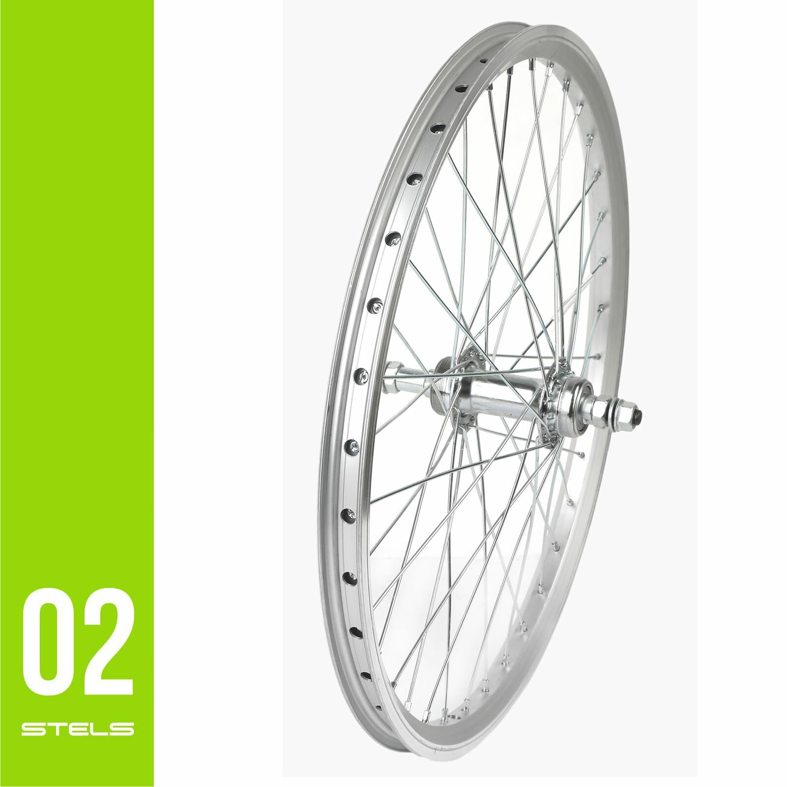 Колесо для велосипеда заднее 20" STELS обод двойной алюминиевый серебристый, V-br, втулка под трещотку 6-7ск под гайку NEW