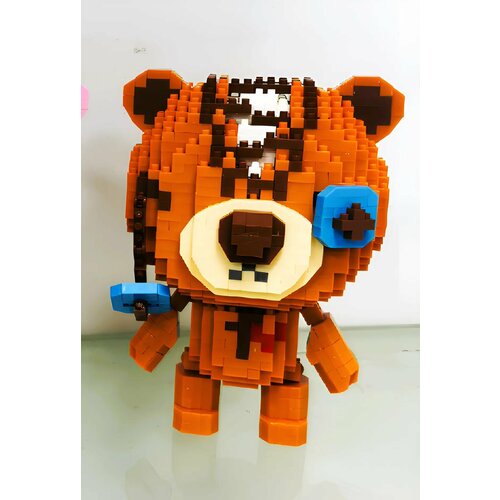 Конструктор 3D из миниблоков JM Любимые игрушки Потрепанный Мишка Тедди коричневый 1300 элементов - JM8840