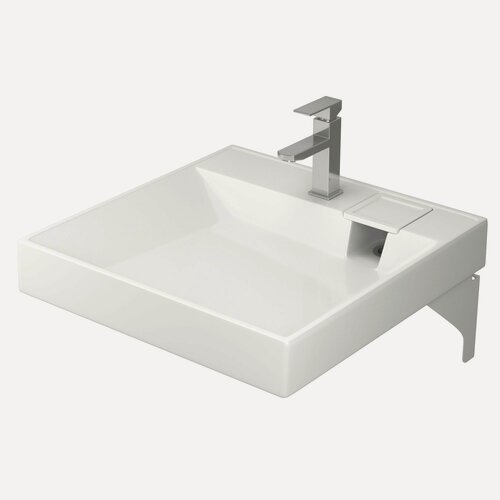 Изображение товара Комплект BAU 4 в 1: раковина над стиральной машиной BAU Cerama 60х60, литьевой мрамор, кронштейны, выпуск и смеситель Hotel Still, нержавеющая сталь