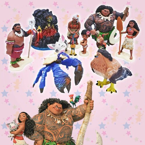 Фигурка Набор фигурок 10 шт Дисней Моана и ее друзья, высота 5-12 см
