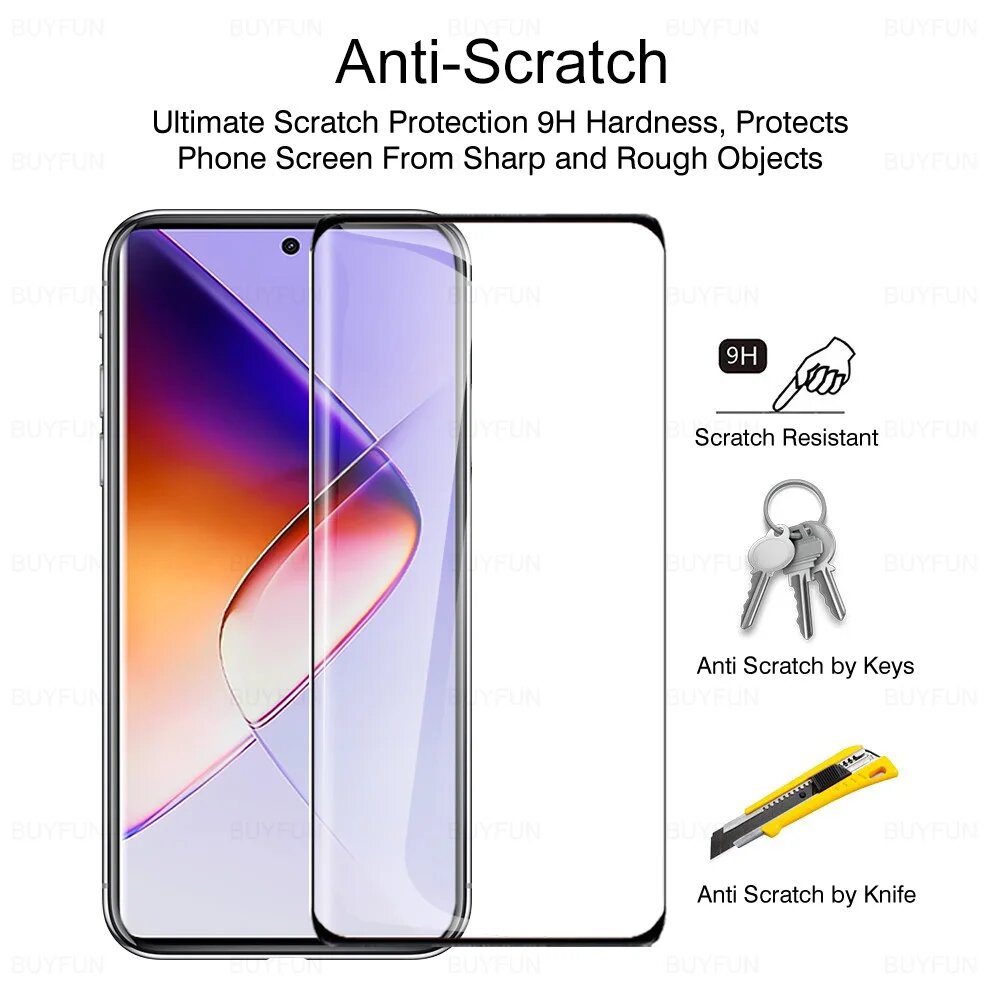 Изогнутое стекло 9D для Infinix Note 40 Pro 5G, Защитная пленка для экрана из закаленного стекла для Infinx Note40 Pro + Note40Pro Plus 40Pro 4G, 2 шт, 2 Pieces, For Note 40 Pro 5G — фото 1