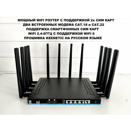 Мощный WIFI роутер Cat18 Cat22 на 2 сим карты Z8102AX Keenetic WIFI 24-5Ггц LTE смарт 33590₽