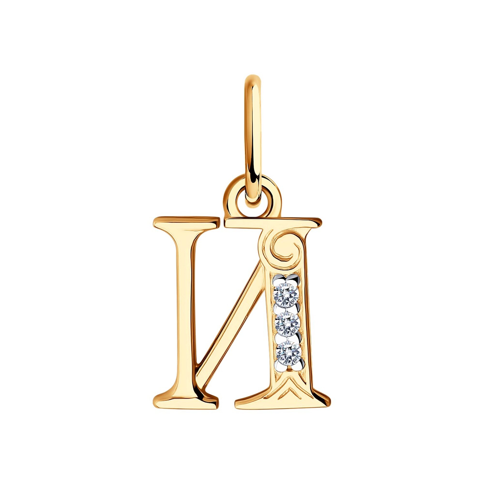 Подвеска Diamant online, красное золото, 585 проба, фианит