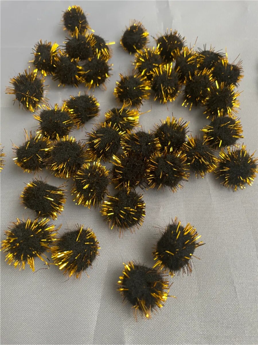 Помпоны декоративные, с люрексом, полиэстер, диаметр 2 см, 50 штук — фото 1