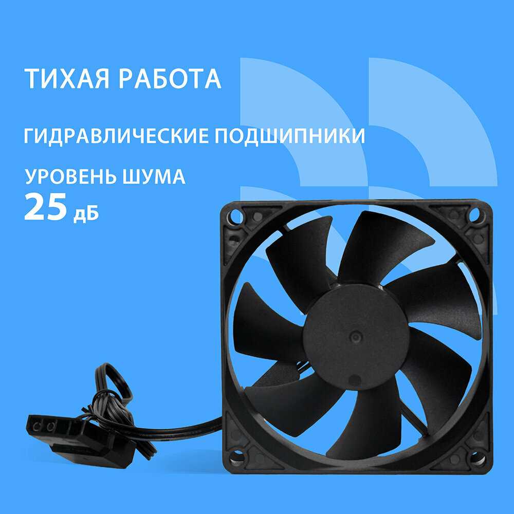Cbr Охлаждающие системы Вентилятор для корпуса -CF-8025-1600B, 80 80 25мм, 3-pin+molex, 1600 RPM, 30 CFM, 24.6 dBA — фото 1