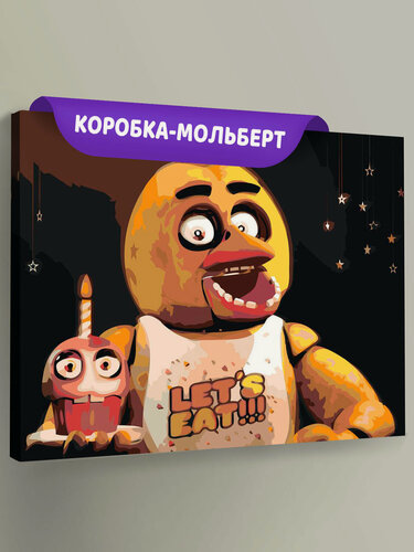 Изображение товара Картина по номерам на холсте с подрамником "Фнаф Five nights at Freddy's Чика" Раскраска 40х50 см, Игра Кино Животные