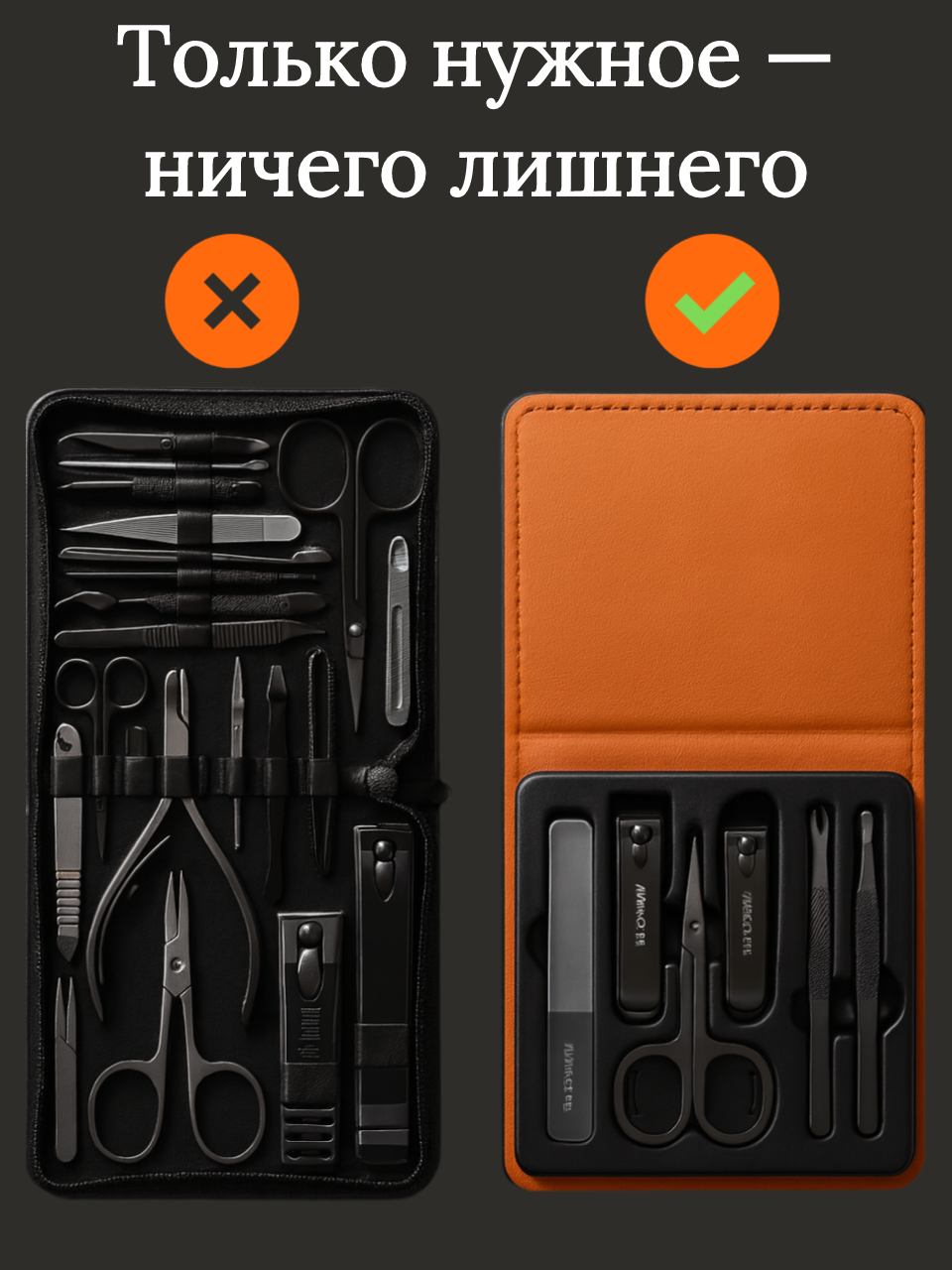 Маникюрные Наборы Xiaomi Маникюрный набор подарочный профессиональный из 6 предметов в чехле/педикюрный набор