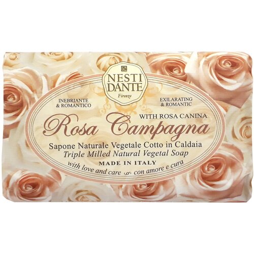 Мыло для тела c экстрактом плодов дикой розы Nesti Dante Rose Campagna Triple Milled Natural Vegetal Soap /150 мл/гр.