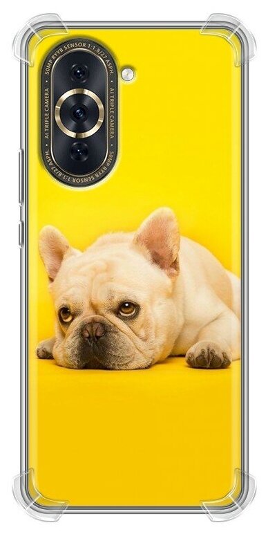 Дизайнерский силиконовый с усиленными углами чехол для Нова 10 Про / Huawei Nova 10 Pro Собака бульдог