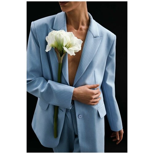 Пиджак TOPTOP, размер L, голубой пиджак женский однобортный mist размер 46 цвет бежевый