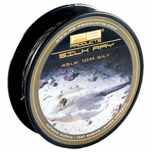 Лидкор без сердечника PB Products SILK RAY / 45lb / 10m - Silt лидкор с сердечником серый pb products pangolin leader multi silt 45lb 30 м