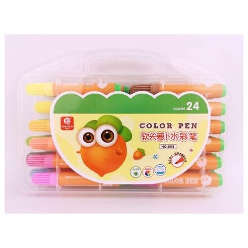 Фломастеры детские, вентилируемые, в пластиковом пенале. 24 цвета