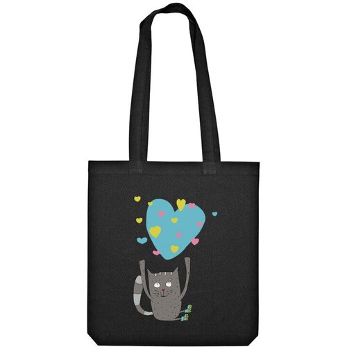 Сумка шоппер Us Basic, черный мужская футболка влюблённый кот с сердечками s серый меланж