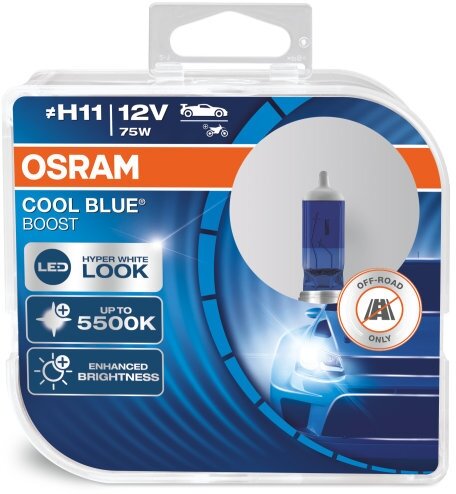 Галогенная лампа H11 (75) PGJ19-2 COOL BLUE BOOST до 5500K (евробокс, 2шт) 12V OSRAM/Автолампы