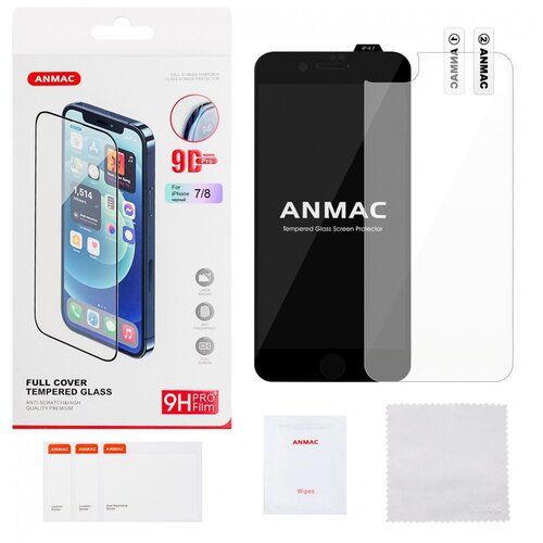 Защитное стекло iPhone 7/8 9D + пленка назад ANMAC Арт.1137331 черное защитное стекло 9d для apple iphone 7 8 черная рамка