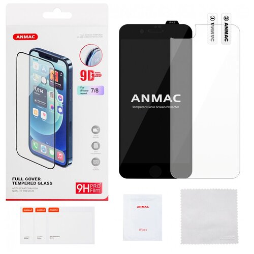 Защитное стекло iPhone 7/8 9D + пленка назад ANMAC Арт.1137331 черное