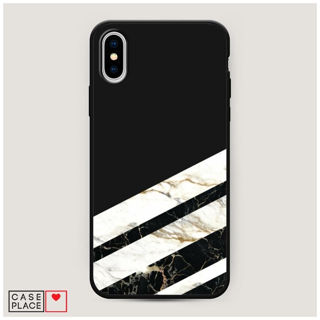 Матовый силиконовый чехол "Черно-белый мрамор половинка" на Apple iPhone XS Max (10S Max) / Айфон Иск Эс Макс