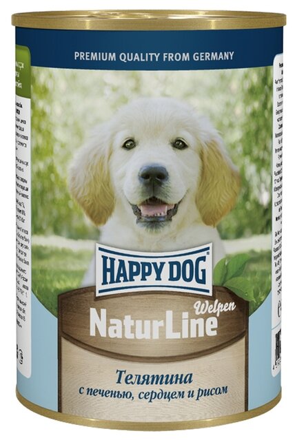 Корм для щенков Happy Dog NaturLine телятина, печень, сердце, с рисом 1 уп. х 1 шт. х 410 г