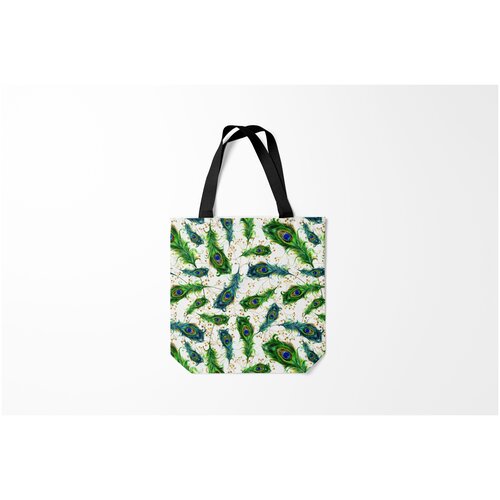 фото Сумка-шоппер / 40х40 см / популярные иллюстрации / перья павлиньи burnettie