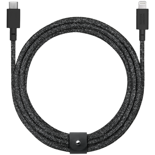 кабель choetech nylon braided cable mfi usb c to lightning 1 2 м цвет темно серый ip0039 Кабель зарядный Native Union USB-C/LIGHTNING, 3 м, черный космос