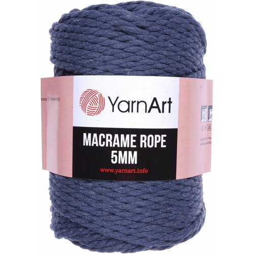 Пряжа YarnArt Macrame Rope 5mm джинсовый (761), 60%хлопок/ 40%вискоза/полиэстер, 85м, 500г, 1шт