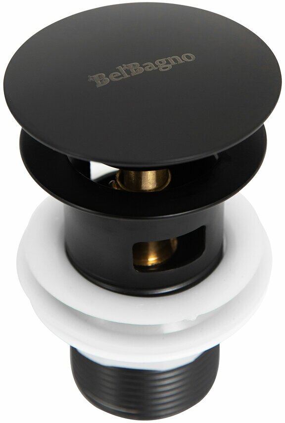 Донный клапан BelBagno BB-SAT-NERO Донный клапан с системой "Клик-клак" с переливом, чёрный