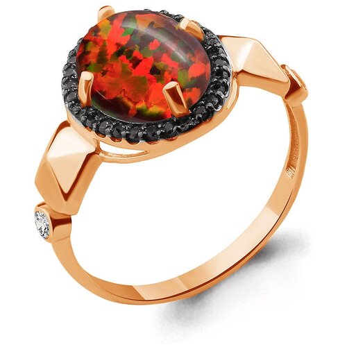 фото Кольцо из золочёного серебра aquamarine а6598487ч-п с фианитом, опалом и ювелирным кристаллом diamant-online