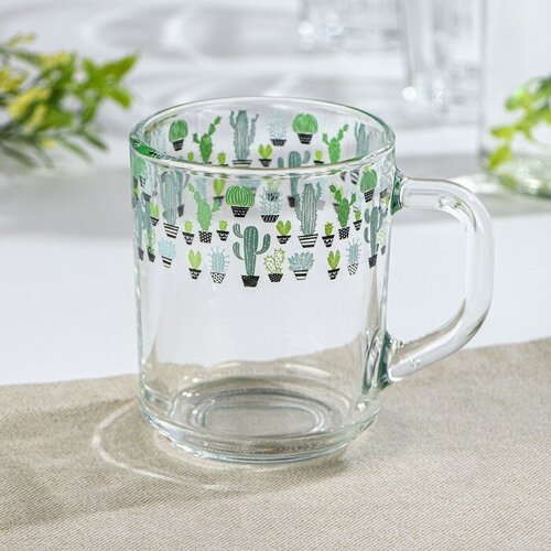 Кружка стеклянная для чая Кактусы 250 мл 527₽