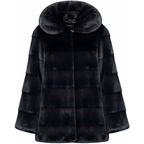 Полушубок ONLY ME под стриженную норку с уютным капюшоном, цвет горький шоколад PREMIUM, размер 44