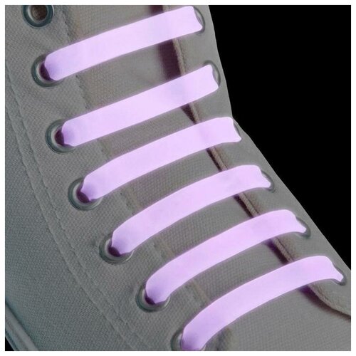ONLITOP Набор шнурков для обуви, 6 шт, силиконовые, плоские, светящиеся в темноте, 13 мм, 9 см, цвет сиреневый